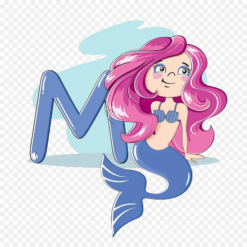 字母M和美人鱼高清免扣素材