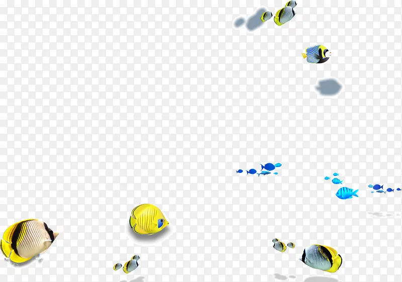 手绘漂浮的黄色小鱼