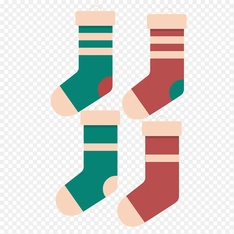 红色的长筒袜子和绿色袜子