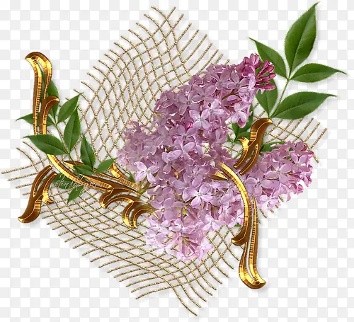 紫色花朵金属花纹装饰