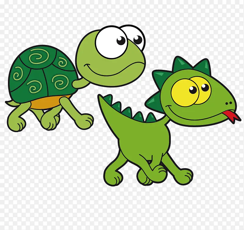 绿色的乌龟和恐龙