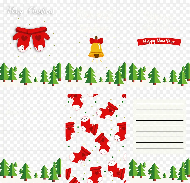 红色圣诞节信纸卡片