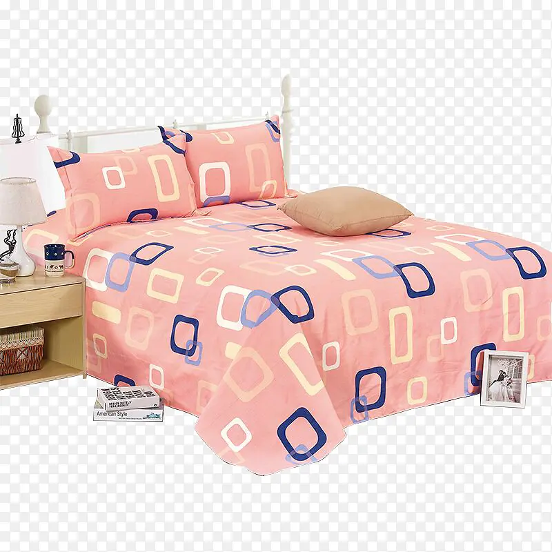 粉色老粗布床品