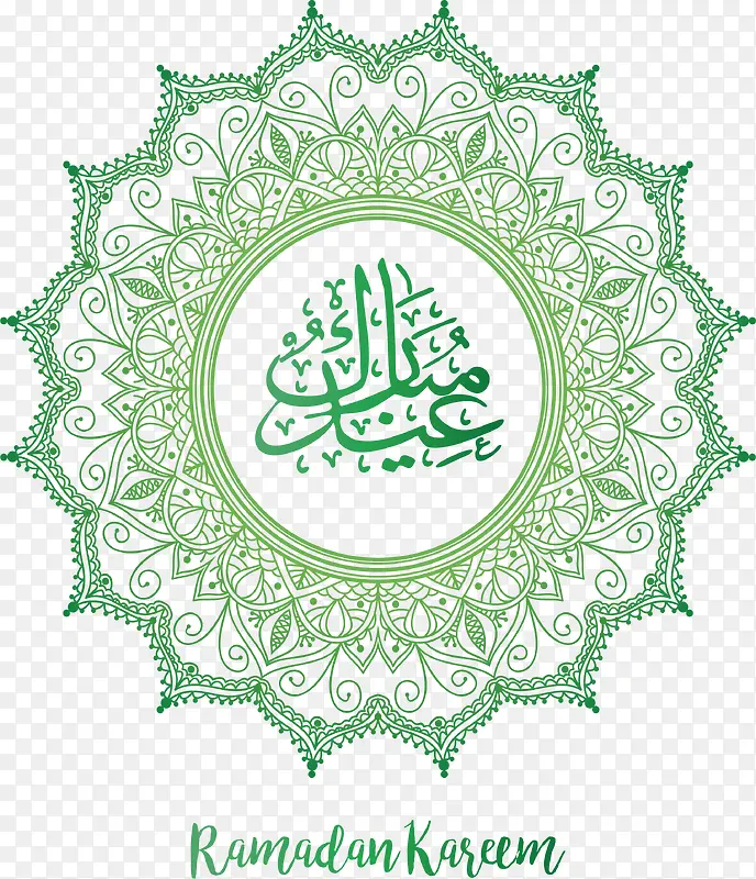 绿色精美宗教花纹海报