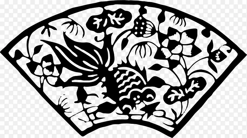 黑色鱼儿花朵图案设计