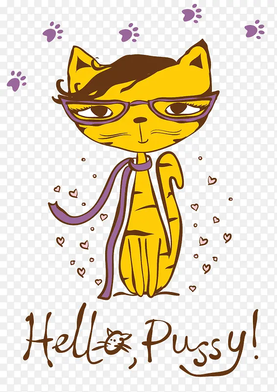 黄色可爱猫咪手绘图