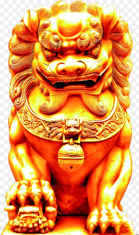 金色雕刻狮子摆件PNG图片素材下载_图片编号qpajkkeb-免抠素材网