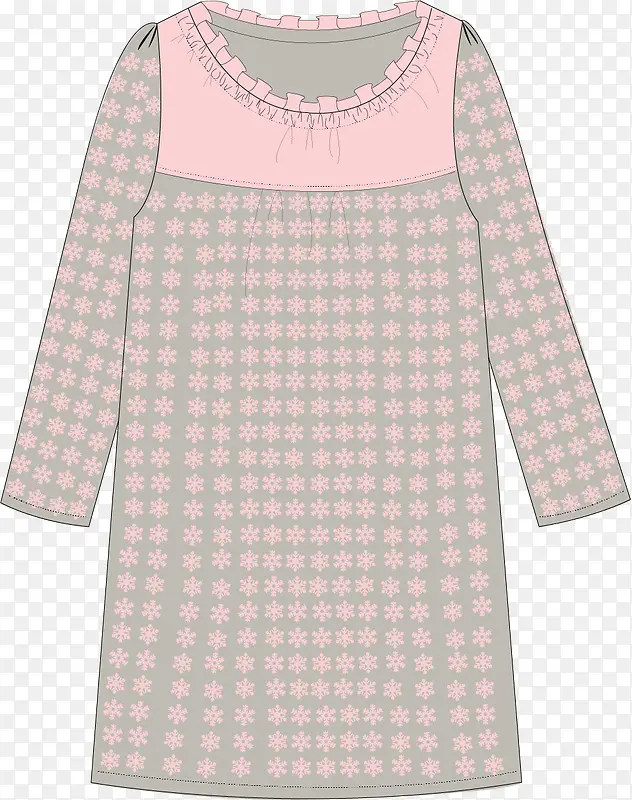 矢量手绘粉色格纹睡衣