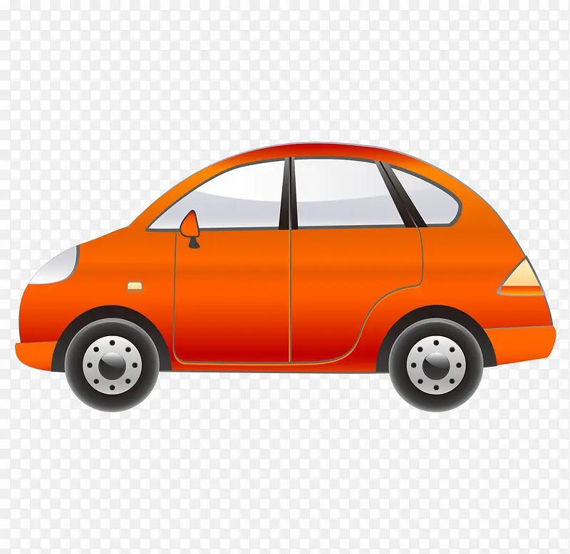 卡通矢量手绘橙色现代时尚汽车