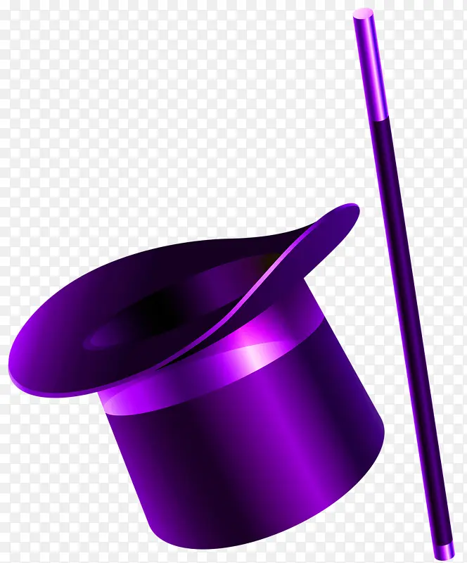 紫色卡通魔术帽魔术棍装饰图案