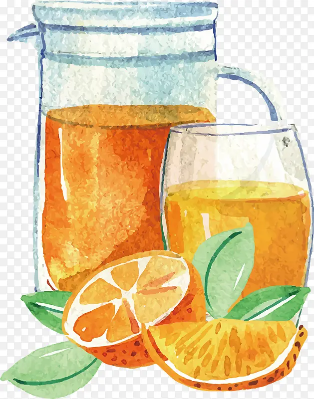 水彩鲜榨橙汁