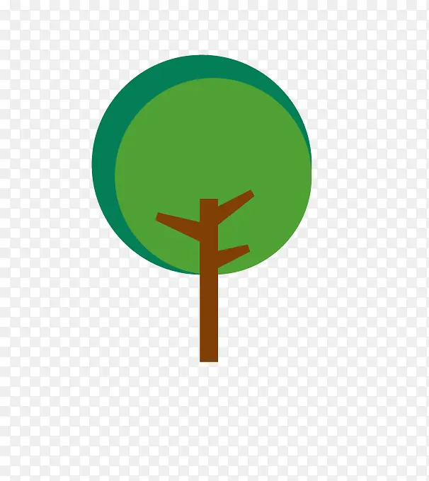 绿色圆形卡通小树