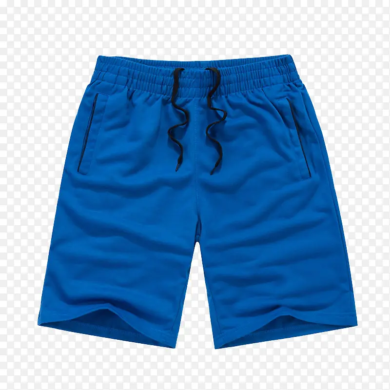 蓝色纯棉男士运动短裤