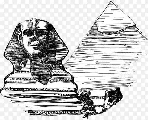 黑色埃及金字塔建筑手绘