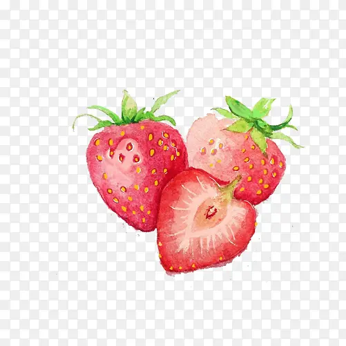 草莓果子手绘画素材图片