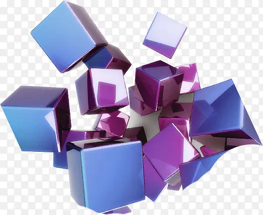 蓝紫色漂浮方块装饰
