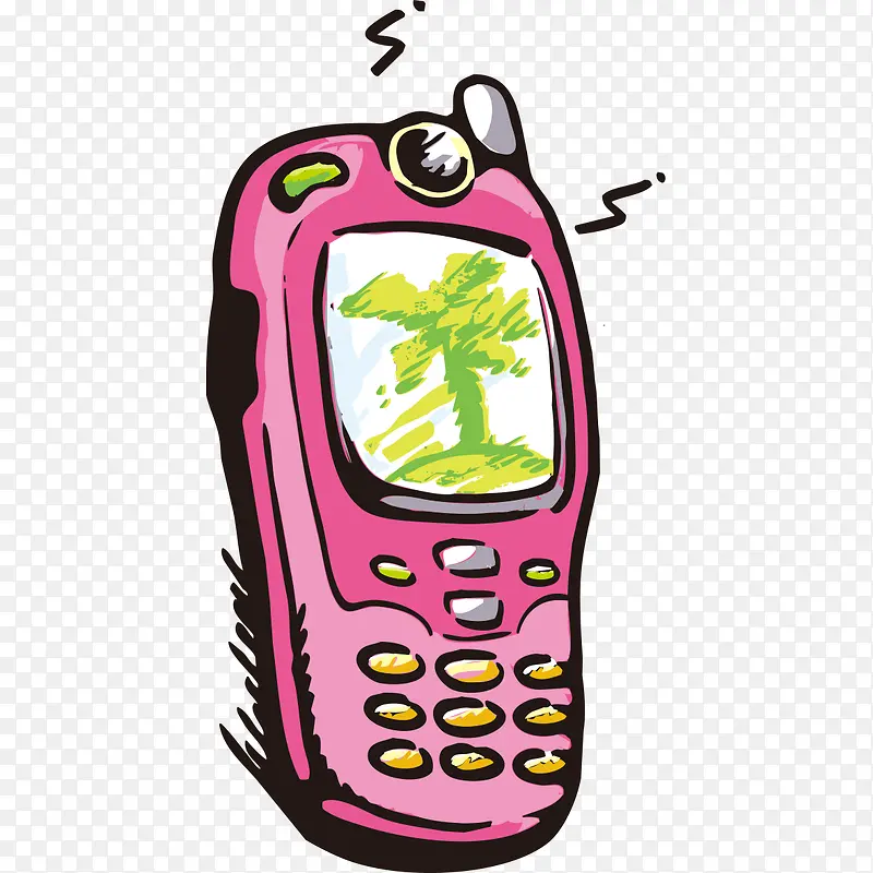 手绘粉红色手机模型