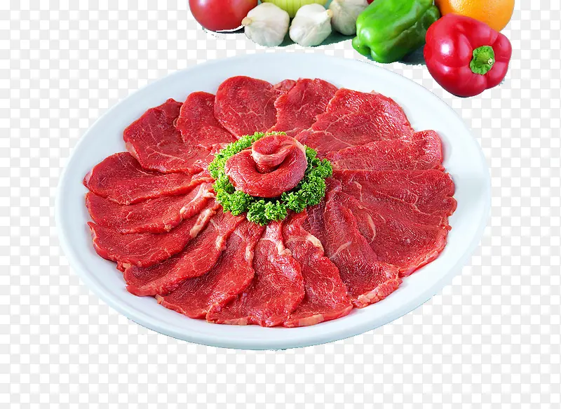 圆形牛肉配菜