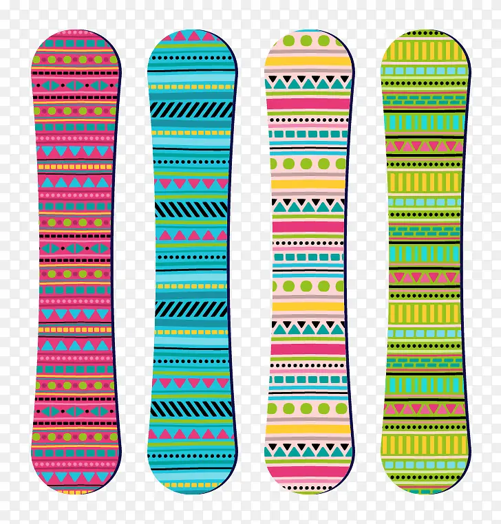 彩色几何色块滑雪板