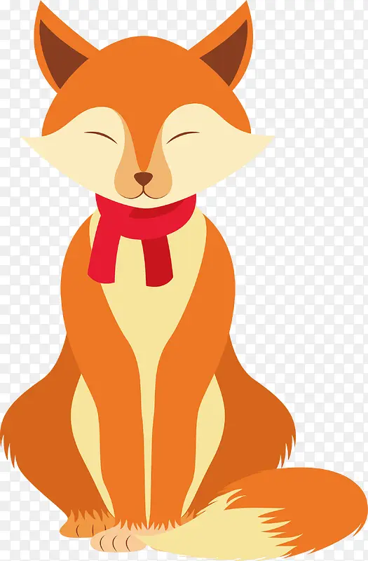 可爱红围巾小狐狸