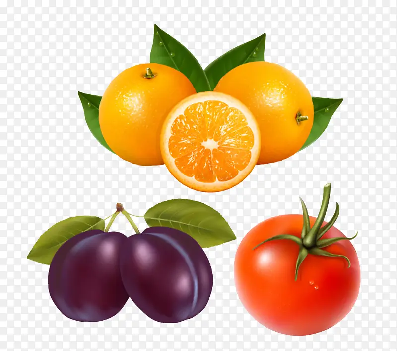脐橙李子和西红柿