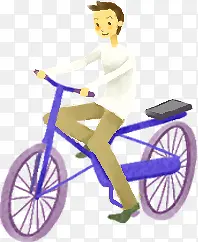 扁平卡通人物造型骑自行车
