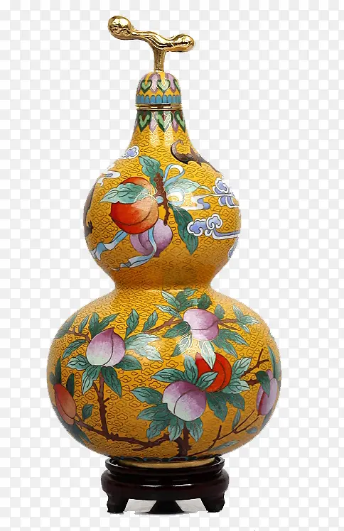黄葫芦珐琅花瓶