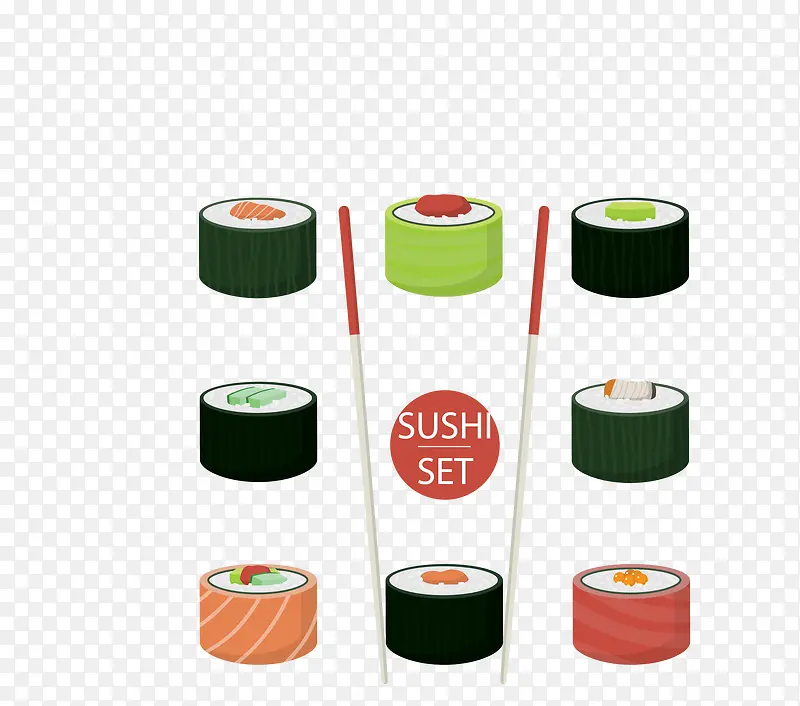 矢量彩色日本素材寿司