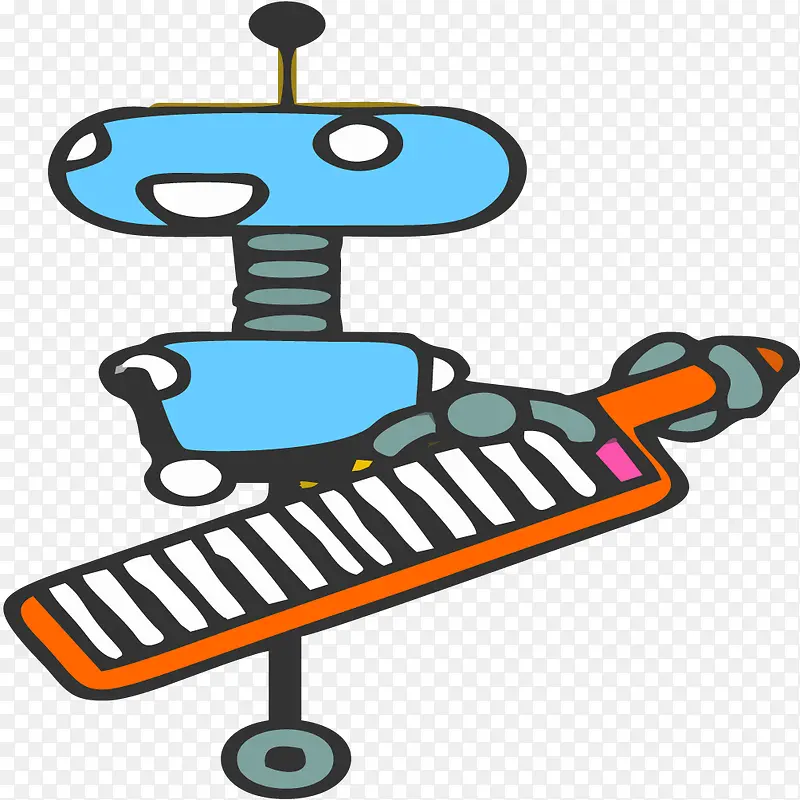 蓝色机器人弹琴
