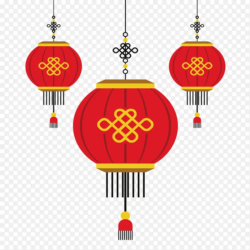 卡通春节红色灯笼矢量图
