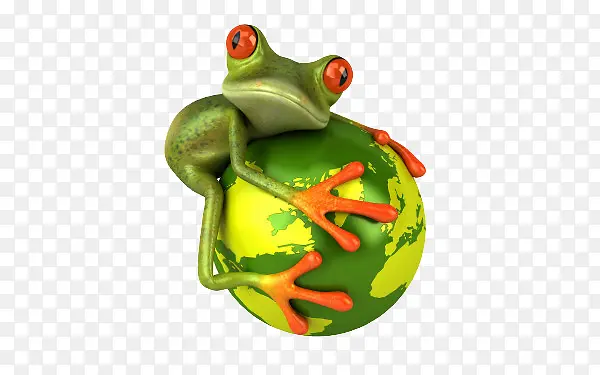 绿色青蛙抱着地球