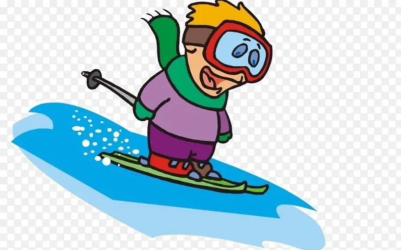 可爱卡通人物滑雪