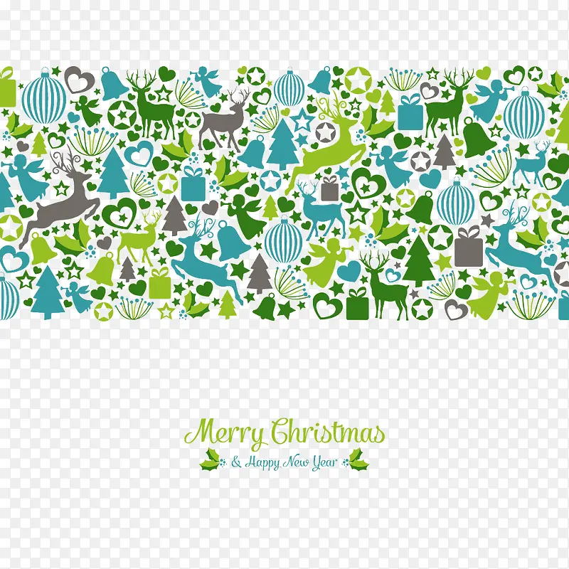 绿色圣诞花纹底纹贺卡