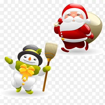 圣诞老人和可爱的雪人