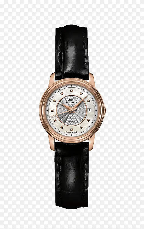 美度机械女表黑金色腕表手表