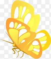 黄色唯美手绘蝴蝶造型