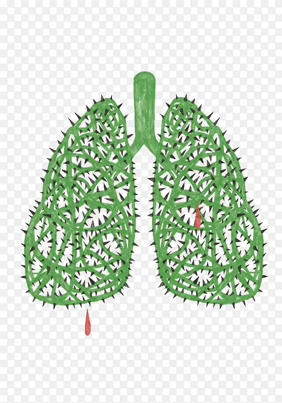 卡通绿色肺部