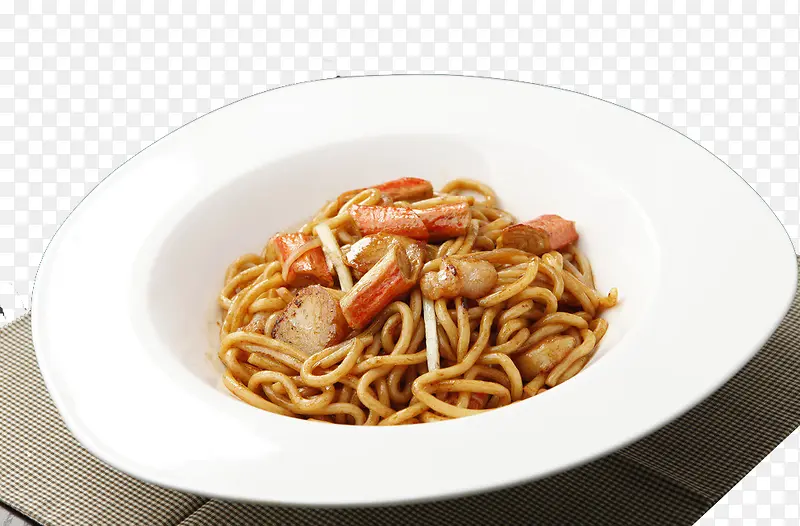 虾仁乌冬面美食素材