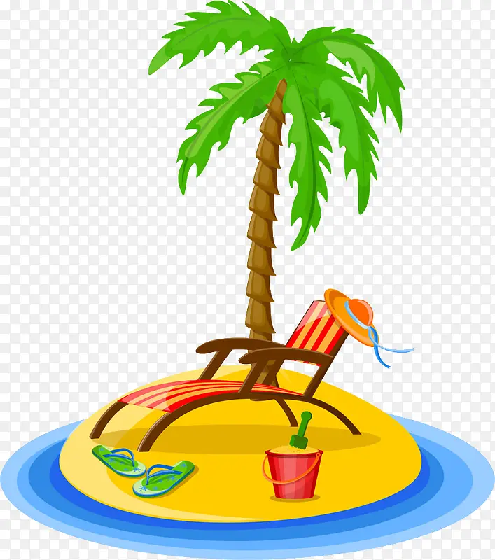 椰子树和旅游用品
