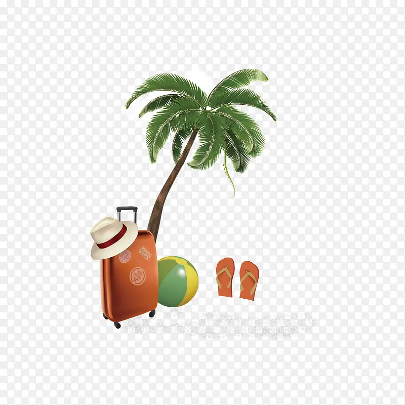 行李和椰子树