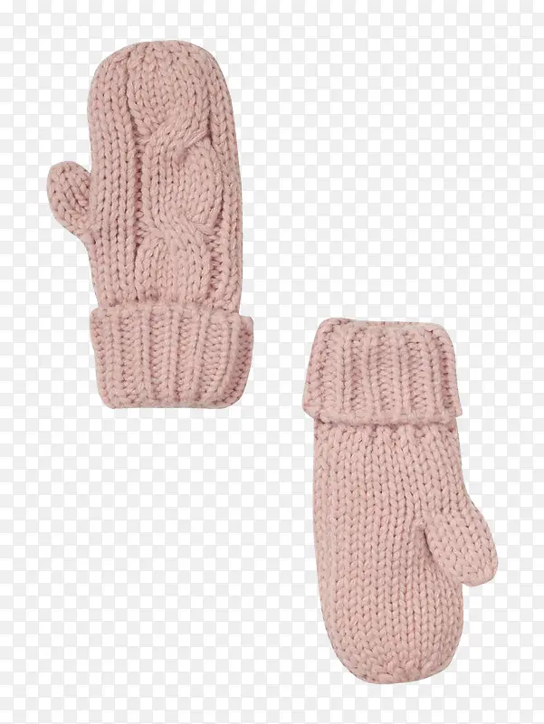 粉色毛线保暖棉手套