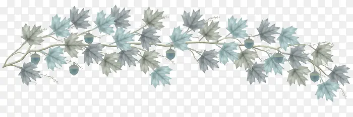 灰色手绘枫叶树叶边框装饰