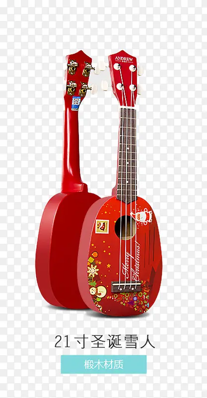 红色吉他圣诞雪人图案