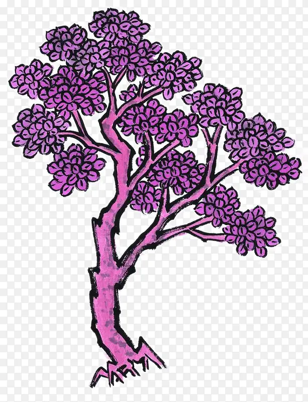 手绘紫色装饰树