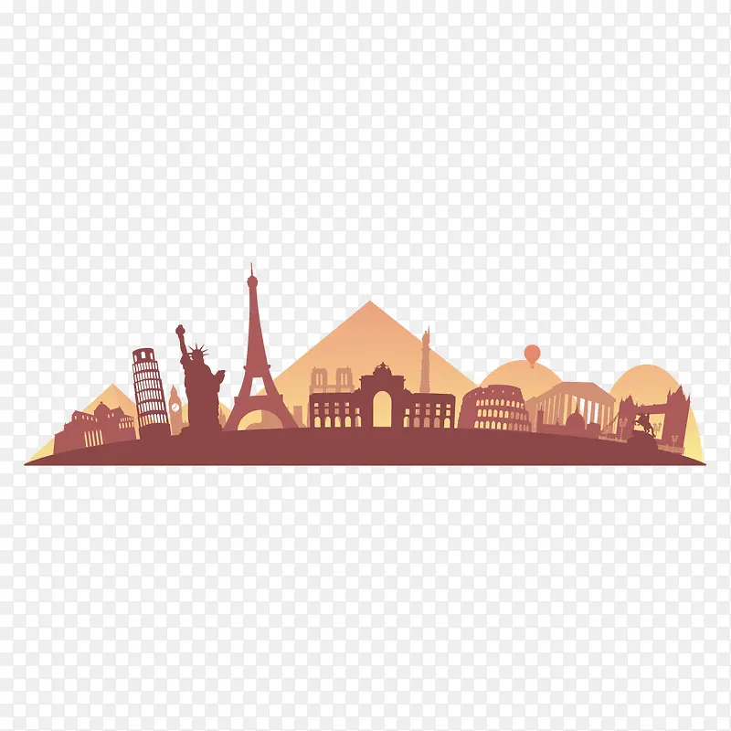 矢量建筑和山