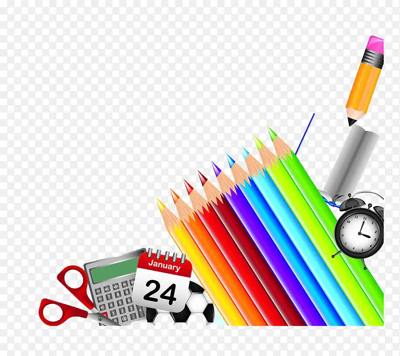 彩色的铅笔和办公文具