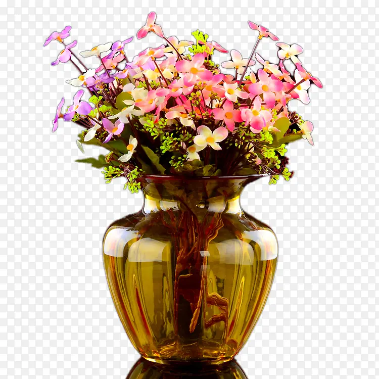 玻璃花瓶里的植物花