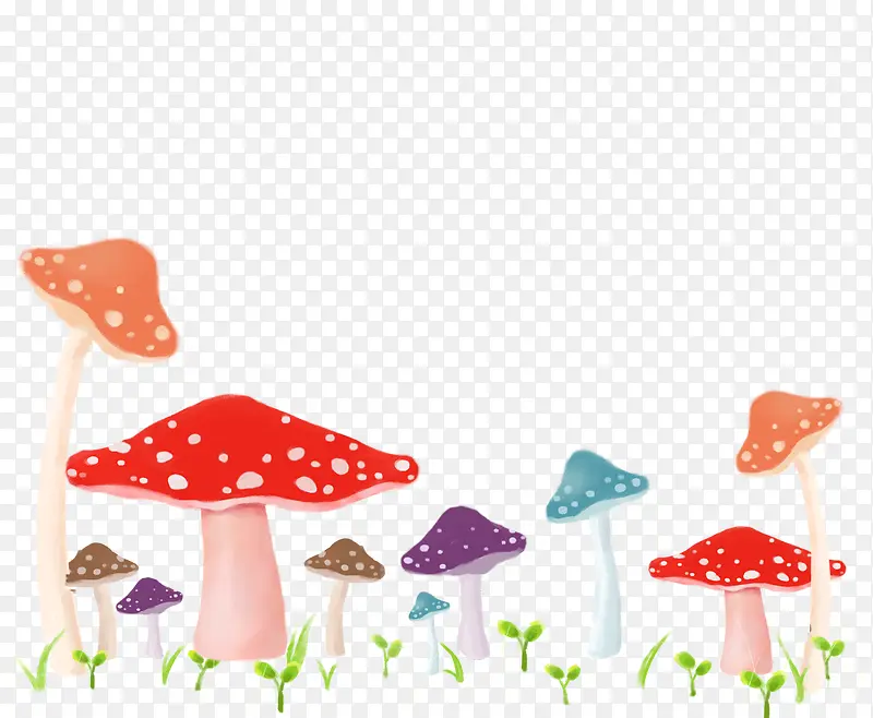 卡通蘑菇绿叶素材