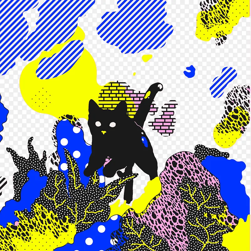 彩绘图案中的猫咪
