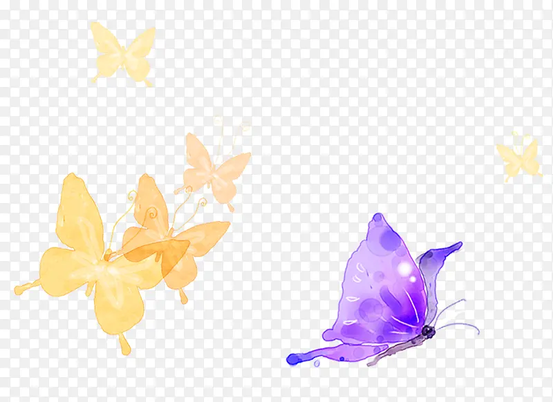 水墨手绘水彩飞舞的蝴蝶